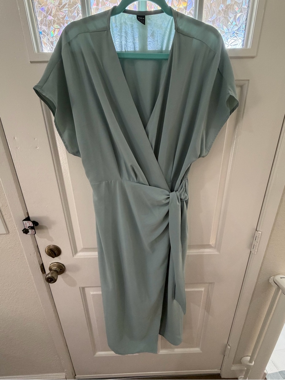 SHEIN XL Mint green wrap midi dress
